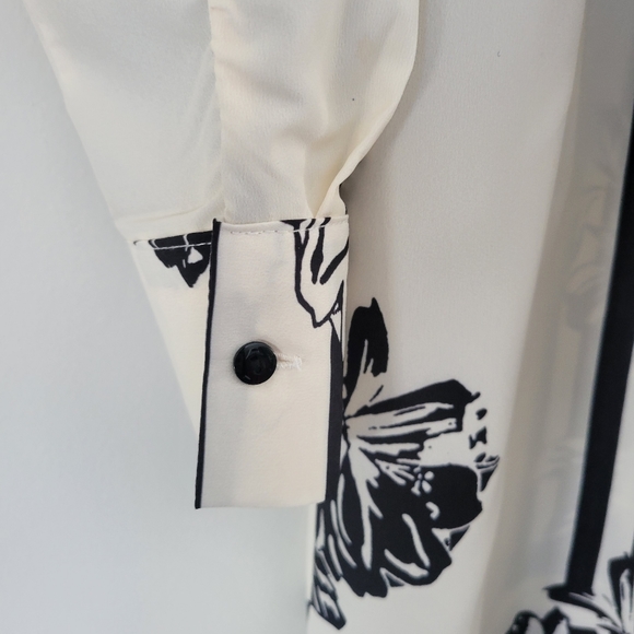 SOLD!!! Shein Black and Cream Stripe and Flower Patterned Midi Dress - Picture 5 of 9